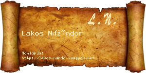Lakos Nándor névjegykártya